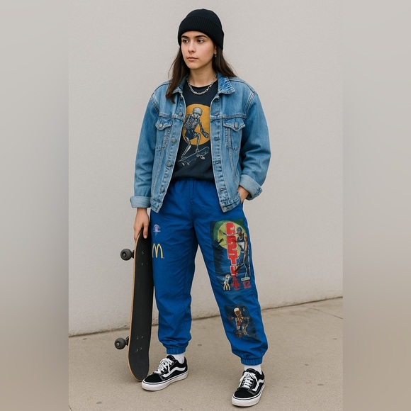 Travis Scott X Mcdonald's All American '92 Il Nylon Pants Blue - Picture 2 of 12